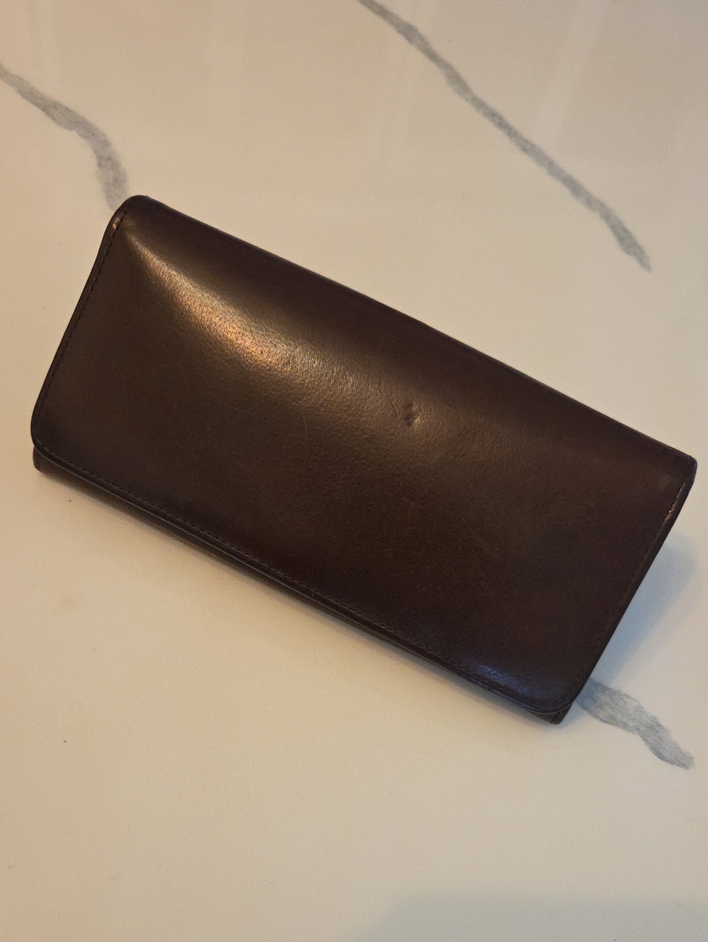 Vintage Coach Dark Brown Leather Long Bifold Wallet